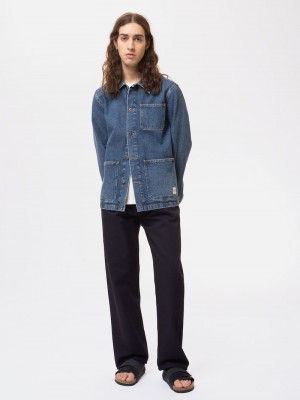 Nudie Jeans Barney Worker 90s Jackor Herr Blå | 01GXAIWLO