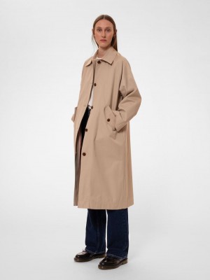 Nudie Jeans Ester Coat Jackor Dam Beige | 45JRZCSTL