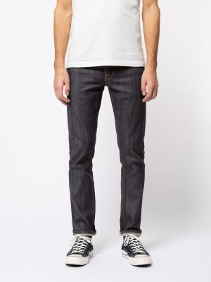 Nudie Jeans Grim Tim Dry Deep Selvage Jeans Herr Svarta | 59MFWTQVC