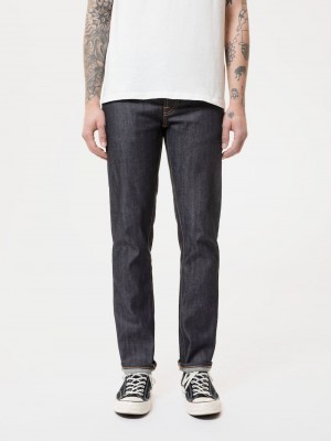 Nudie Jeans Grim Tim Dry Original Selvage Jeans Herr Svarta | 04LUOEPSH