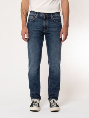 Nudie Jeans Gritty Jackson Slate Jeans Herr Marinblå | 25AFGTVWH