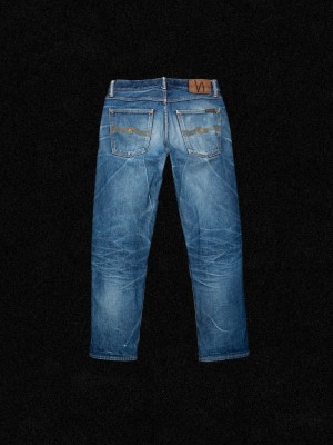 Nudie Jeans Rad Rufus Dry Emerald Selvage Jeans Herr Svarta | 85UBQTLDM