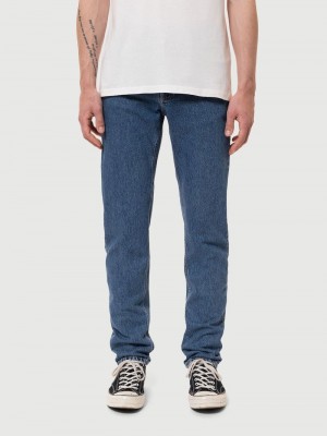 Nudie Jeans Steady Eddie II Wavys Jeans Herr Blå | 94DKLOTSP