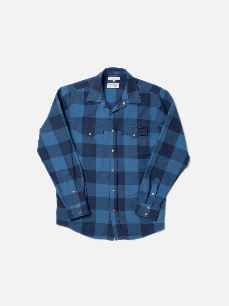 Nudie Jeans George Flannel Skjorta Herr Blå | 15KQXBPGI