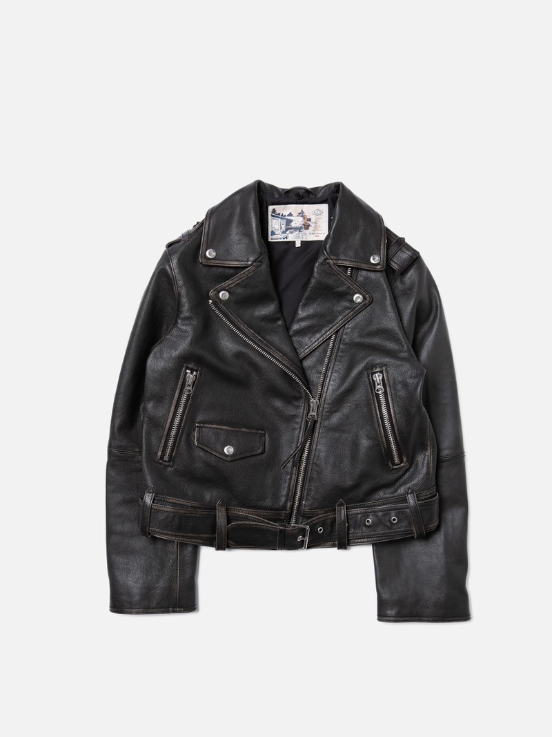 Nudie Jeans Greta Biker Läder Jackor Dam Svarta | 27NHVGSFI