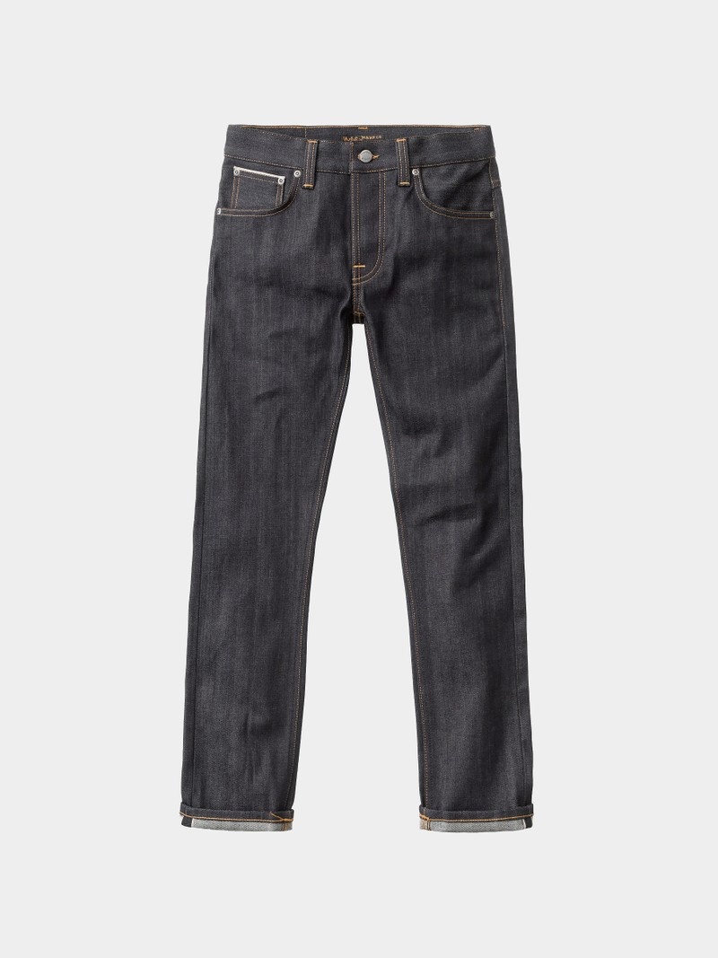 Nudie Jeans Grim Tim Dry Deep Selvage Jeans Herr Svarta | 59MFWTQVC