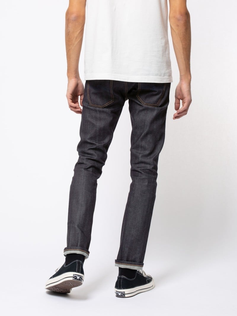 Nudie Jeans Grim Tim Dry Deep Selvage Jeans Herr Svarta | 59MFWTQVC