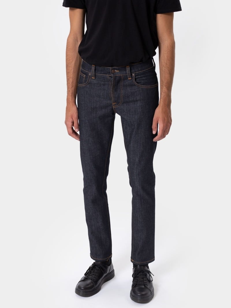 Nudie Jeans Grim Tim Dry True Jeans Herr Marinblå | 19VZELJRB