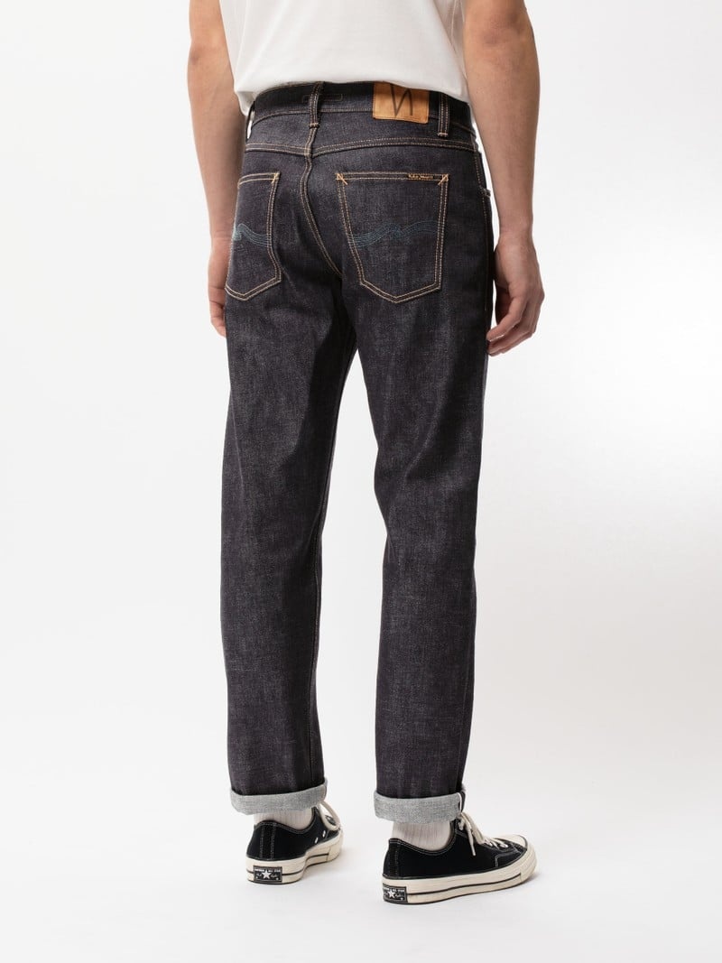 Nudie Jeans Gritty Jackson Dry Ace Selvage Jeans Herr Svarta | 64OYRHMEQ