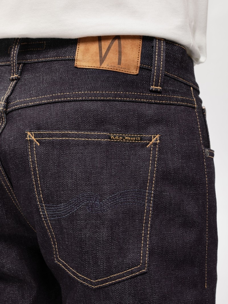 Nudie Jeans Gritty Jackson Dry Ace Selvage Jeans Herr Svarta | 64OYRHMEQ