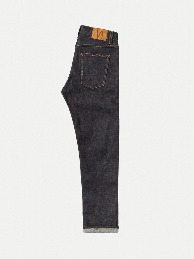 Nudie Jeans Gritty Jackson Dry Ace Selvage Jeans Herr Svarta | 64OYRHMEQ