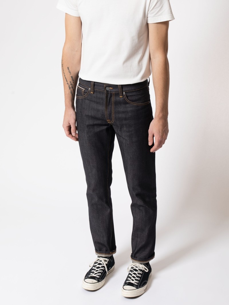 Nudie Jeans Gritty Jackson Dry Selvage Jeans Herr Svarta | 07JERGXLP