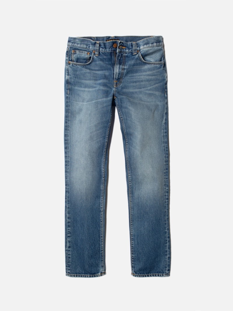 Nudie Jeans Gritty Jackson Traces Jeans Herr Blå | 93FILUTAM