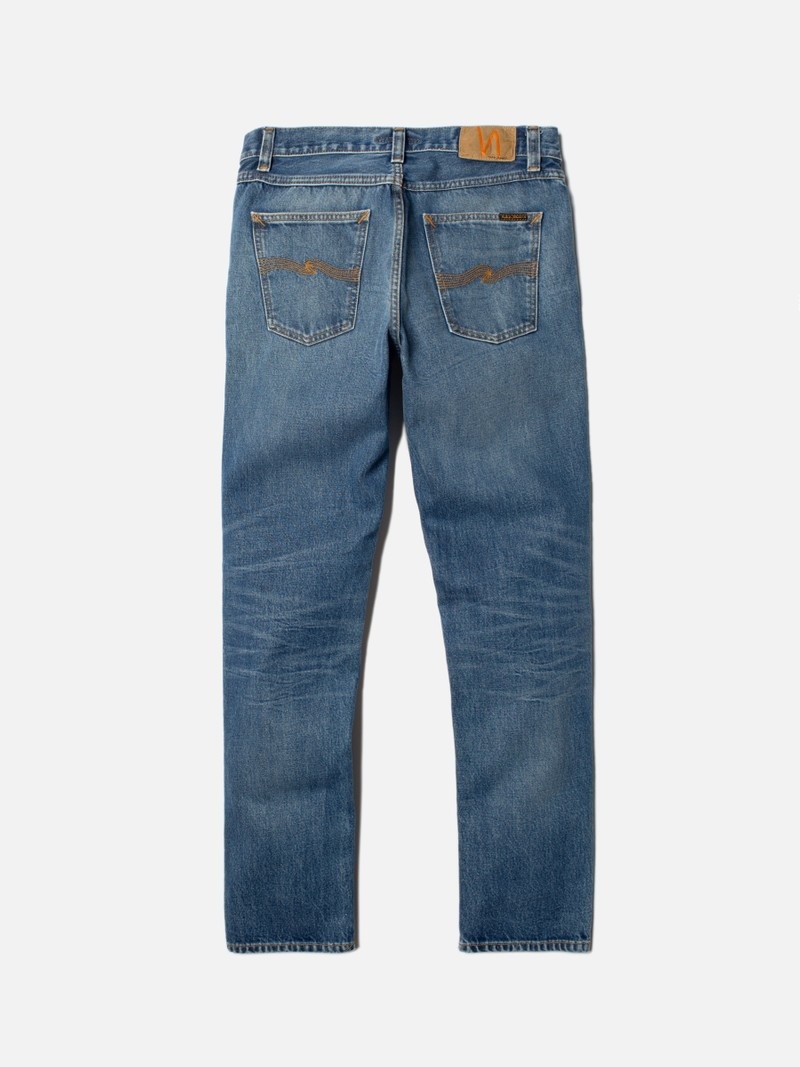 Nudie Jeans Gritty Jackson Traces Jeans Herr Blå | 93FILUTAM