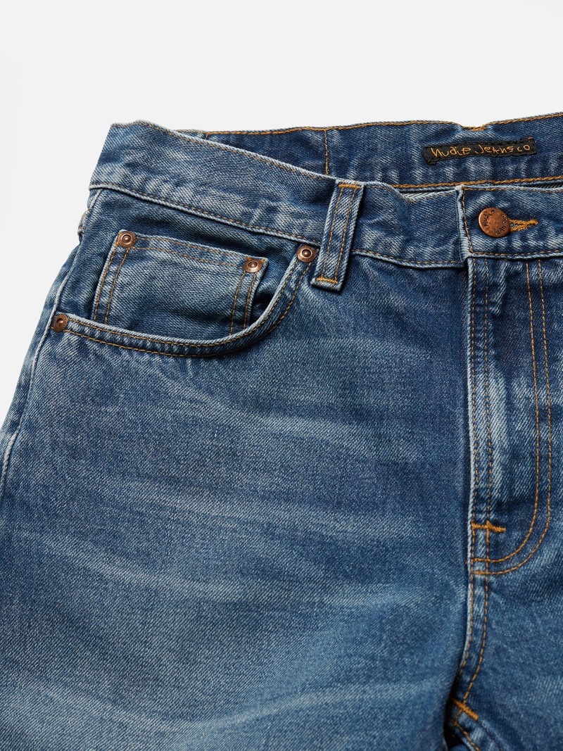 Nudie Jeans Gritty Jackson Traces Jeans Herr Blå | 93FILUTAM