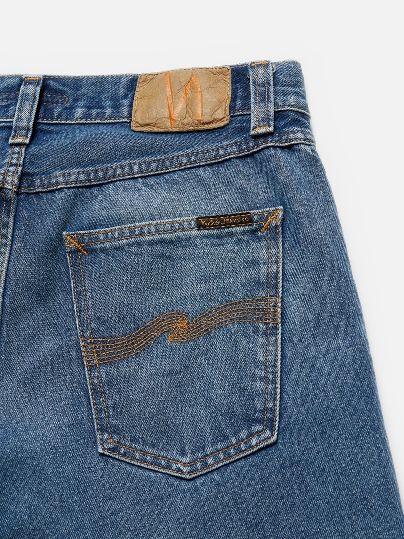 Nudie Jeans Gritty Jackson Traces Jeans Herr Blå | 93FILUTAM