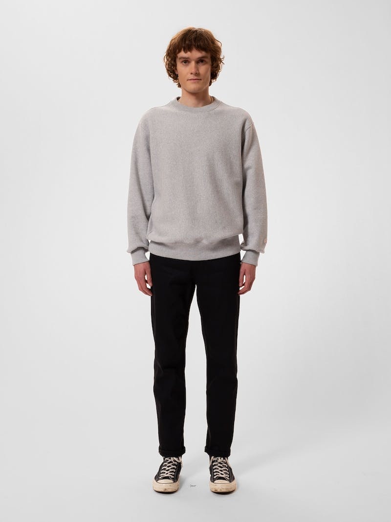 Nudie Jeans Hasse Crew Neck Stickat Herr Ljusgrå | 08HGVKICA