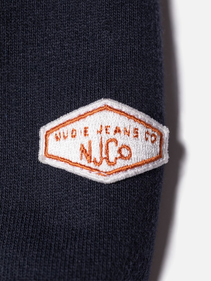 Nudie Jeans Hasse Crew Neck Stickat Herr Marinblå | 16NWPKQRC