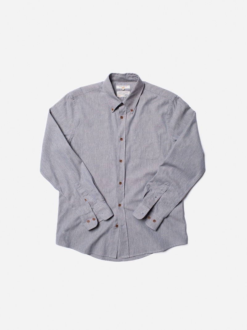 Nudie Jeans John Button Down Skjorta Herr Grå | 61YDVWTXM