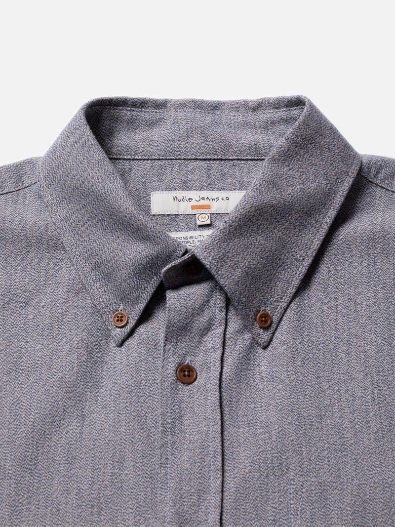 Nudie Jeans John Button Down Skjorta Herr Grå | 61YDVWTXM