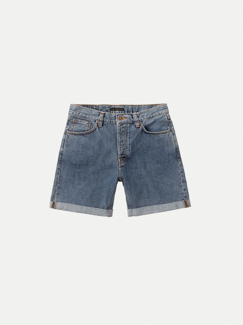 Nudie Jeans Josh Friendly Shorts Herr Blå | 89ZFPKNVT