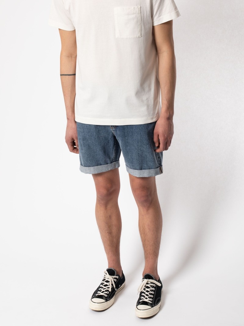 Nudie Jeans Josh Friendly Shorts Herr Blå | 89ZFPKNVT