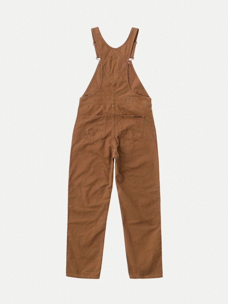 Nudie Jeans Karin Dungarees Washed Byxor Dam Bruna | 60IXFVCJE