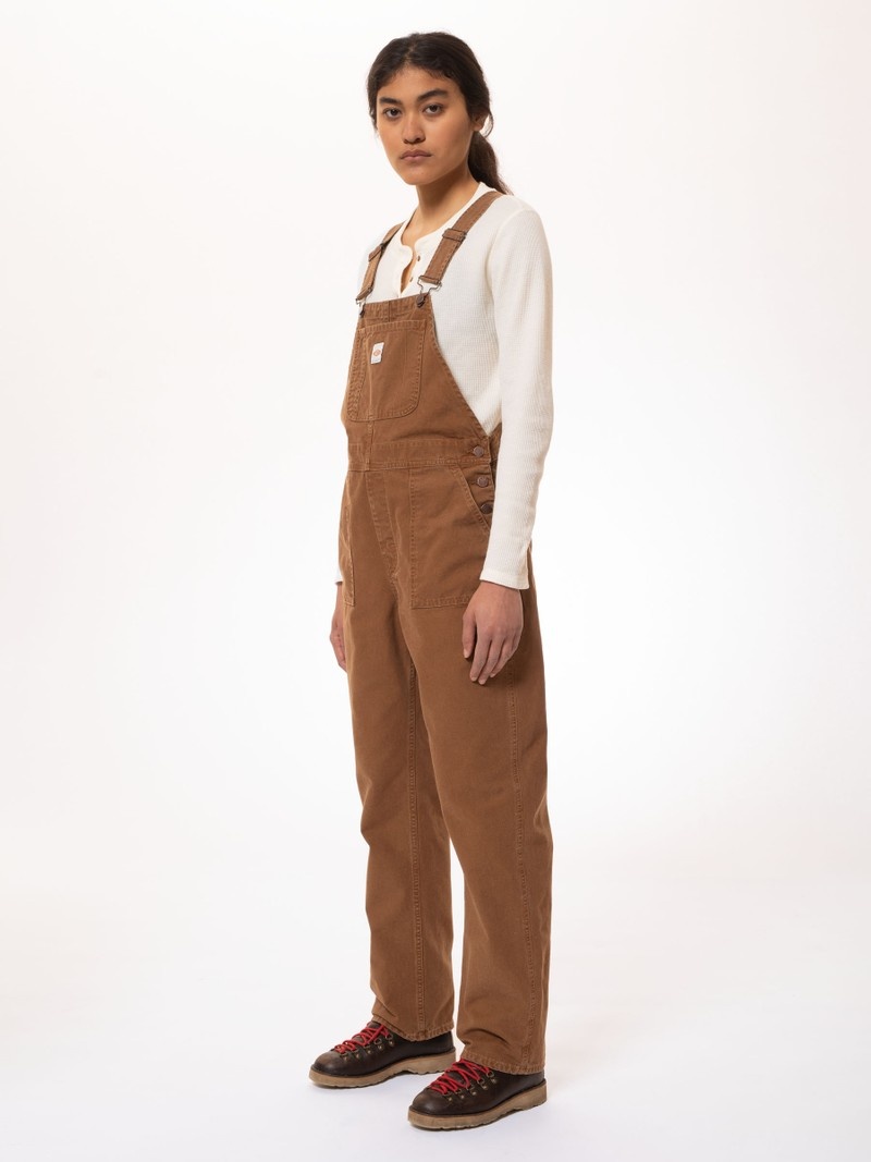 Nudie Jeans Karin Dungarees Washed Byxor Dam Bruna | 60IXFVCJE