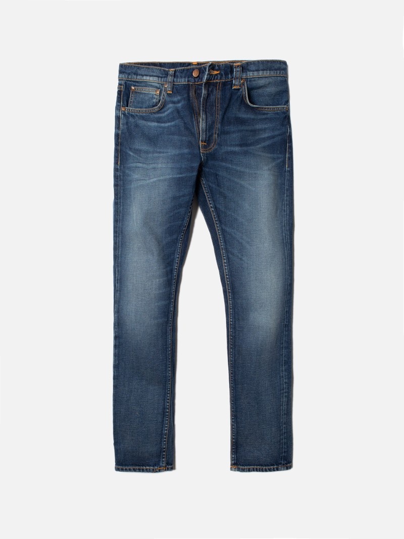 Nudie Jeans Lean Dean Troubled Sea Jeans Herr Marinblå | 67KXIGTPF