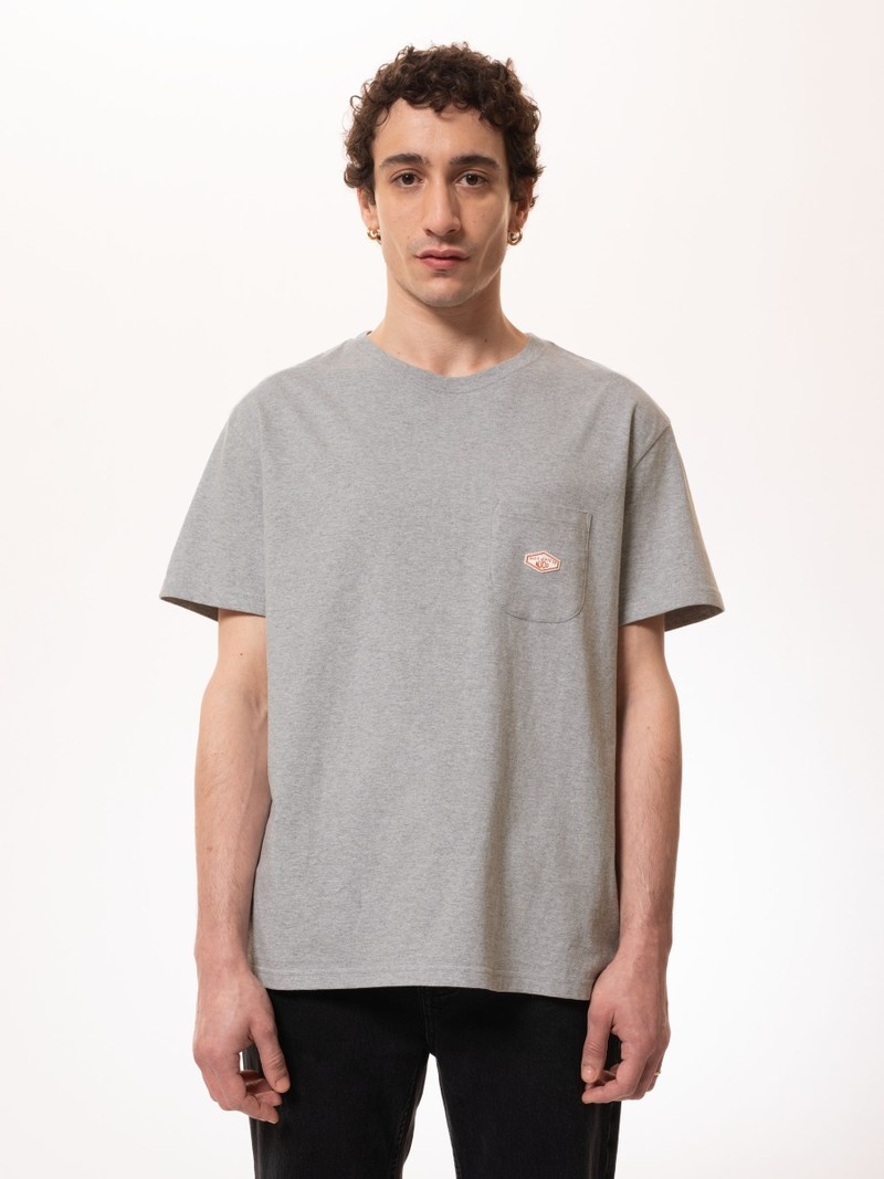 Nudie Jeans Leffe Pocket T-Shirt Herr Grå | 89UWIPVQN