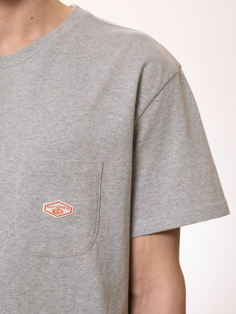 Nudie Jeans Leffe Pocket T-Shirt Herr Grå | 89UWIPVQN