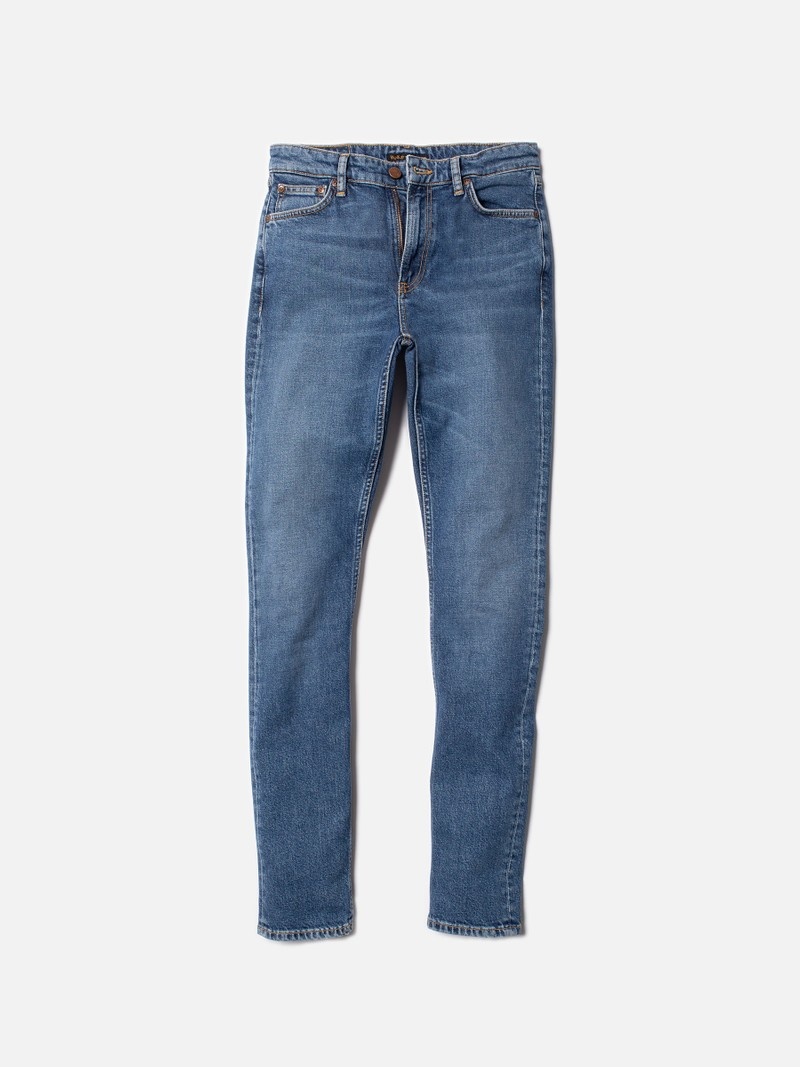 Nudie Jeans Mellow Mae Mud Jeans Dam Blå | 24CVSOGEB