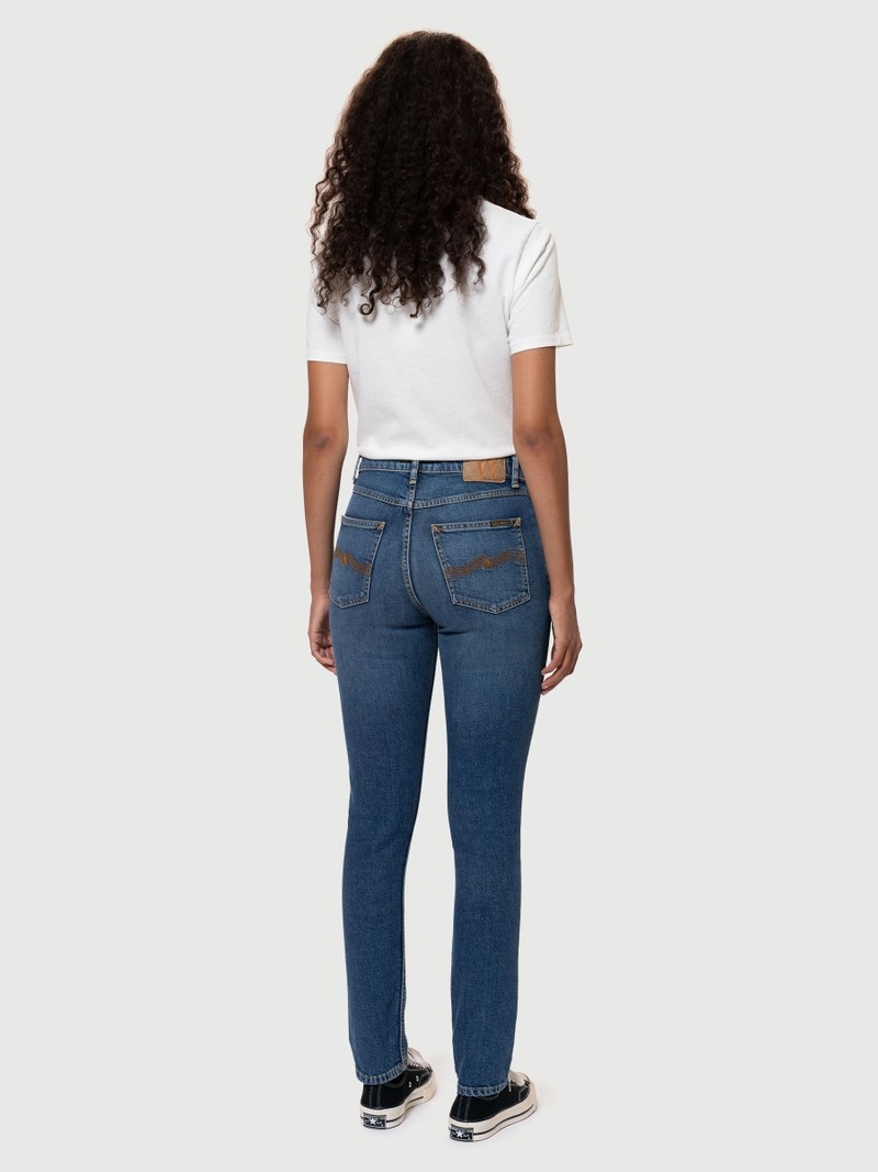 Nudie Jeans Mellow Mae Mud Jeans Dam Blå | 24CVSOGEB