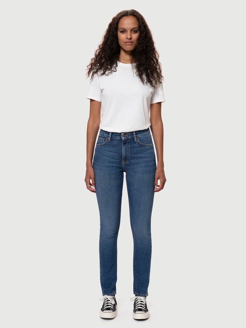 Nudie Jeans Mellow Mae Mud Jeans Dam Blå | 24CVSOGEB