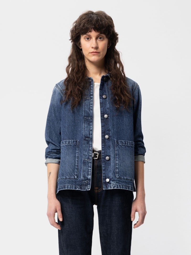 Nudie Jeans Nina Worker Denimjackor Dam Marinblå | 43FMQNTUW