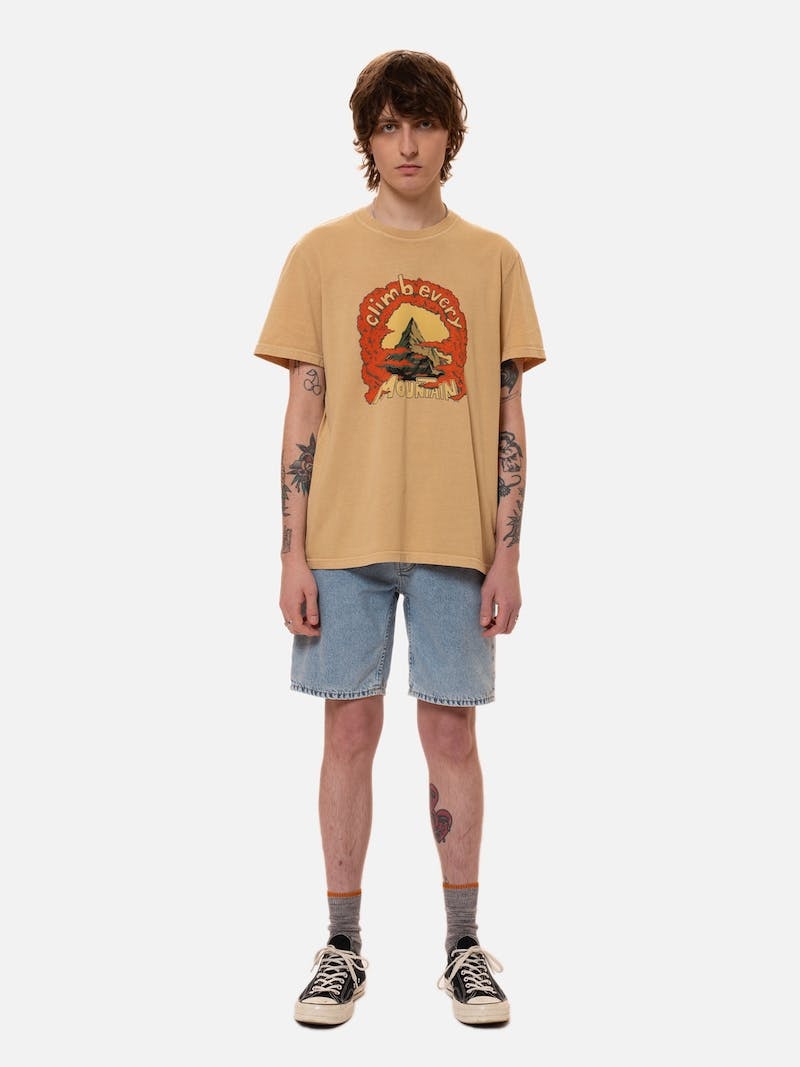 Nudie Jeans Roy Every Mountain Faded Sun T-Shirt Herr Aprikos Orange | 23FUXHGBN