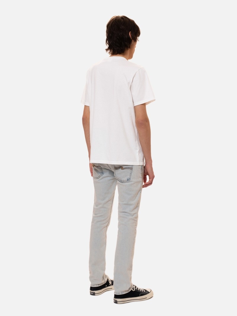 Nudie Jeans Roy Pause And Play Chalk T-Shirt Herr Vita | 67CAXORPF