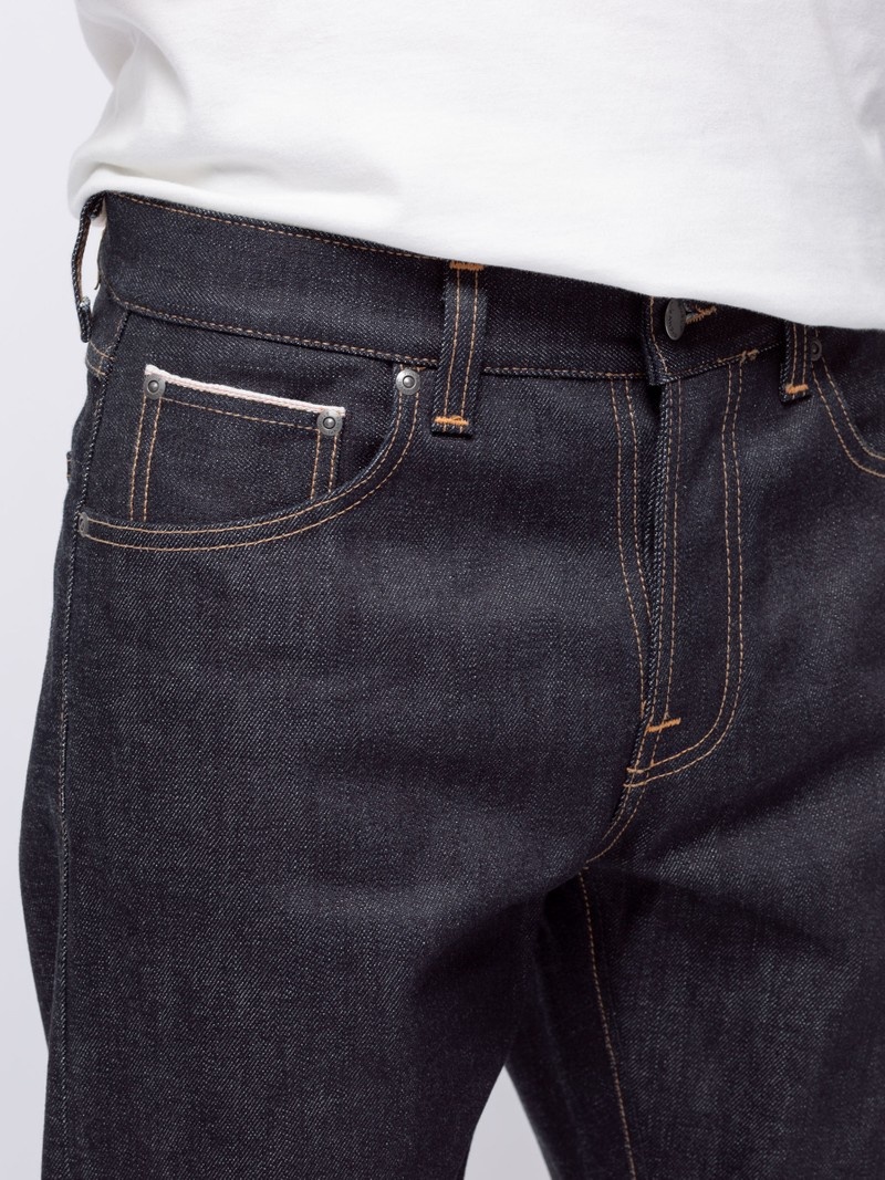 Nudie Jeans Steady Eddie II Dry Ace Selvage Jeans Herr Svarta | 21ICSPLKG