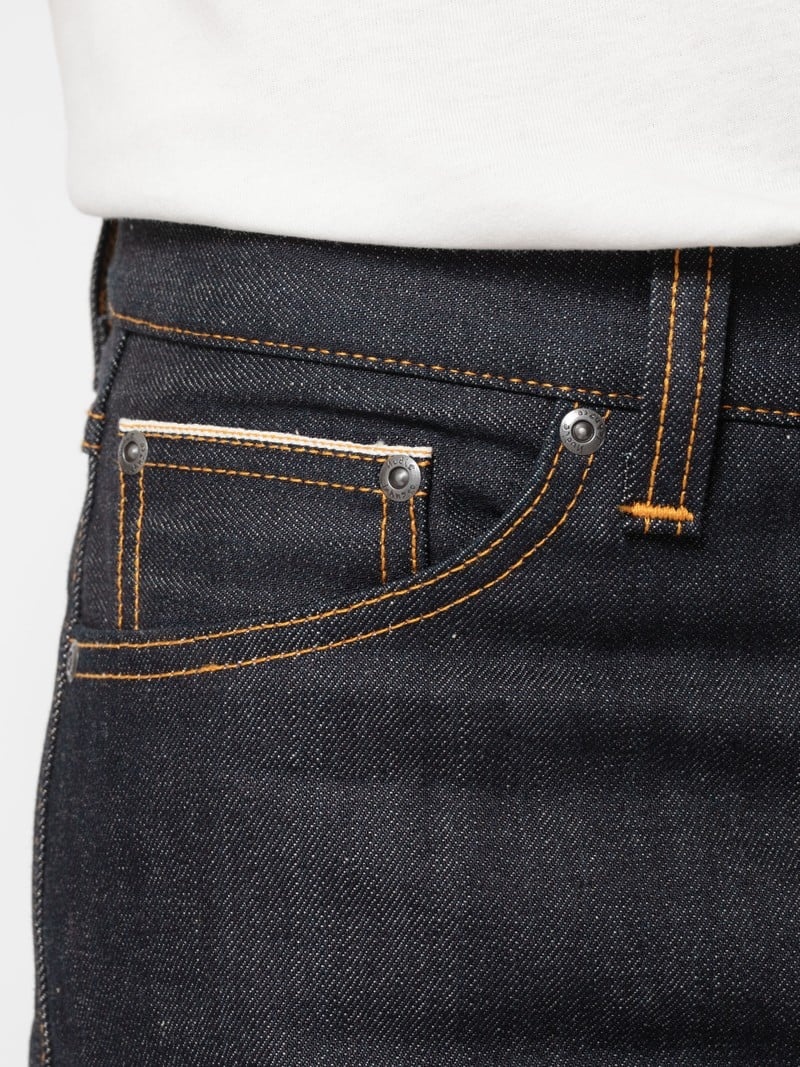 Nudie Jeans Steady Eddie II Dry Selvage Jeans Herr Mörkgrå | 24TXFOPGY