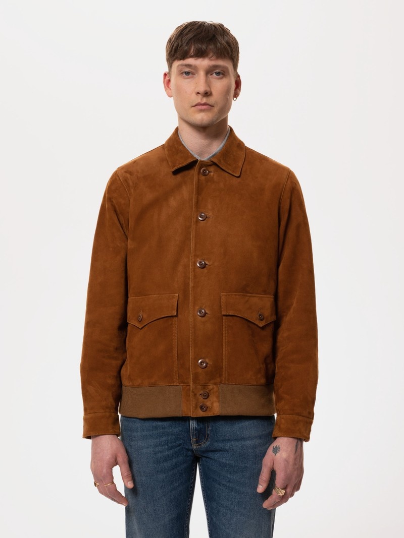 Nudie Jeans Steve Läder Cognac Jackor Herr Bruna | 78KICMQZO