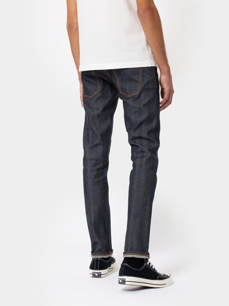 Nudie Jeans Thin Finn Dry Selvage Bekvämlighet Jeans Herr Svarta | 64IUHQDEO