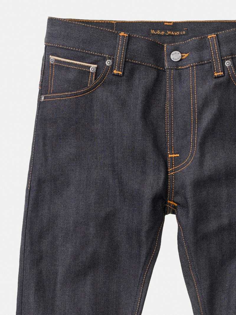 Nudie Jeans Thin Finn Dry Selvage Bekvämlighet Jeans Herr Svarta | 64IUHQDEO