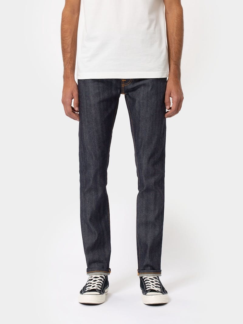 Nudie Jeans Thin Finn Dry Selvage Bekvämlighet Jeans Herr Svarta | 64IUHQDEO