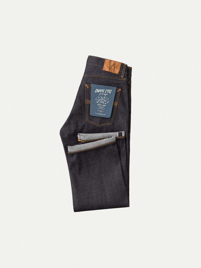 Nudie Jeans Tuff Tony Snake Eyes Selvage Jeans Herr Svarta | 72IHKMDCT