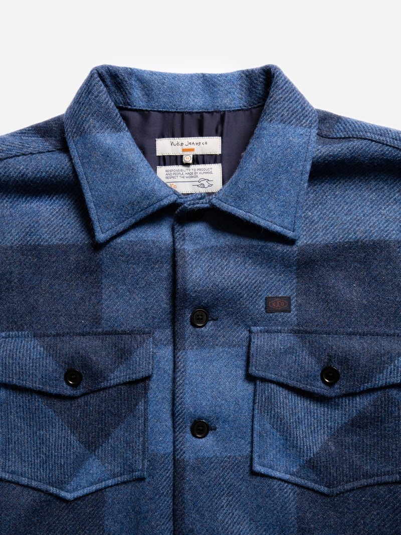 Nudie Jeans Vincent Buffalo Check Skjorta Herr Blå | 10DBMSIGL