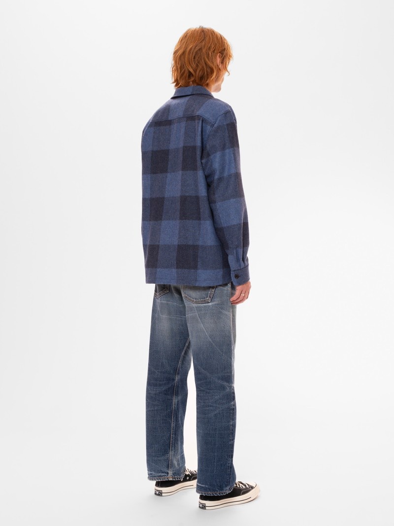 Nudie Jeans Vincent Buffalo Check Skjorta Herr Blå | 10DBMSIGL