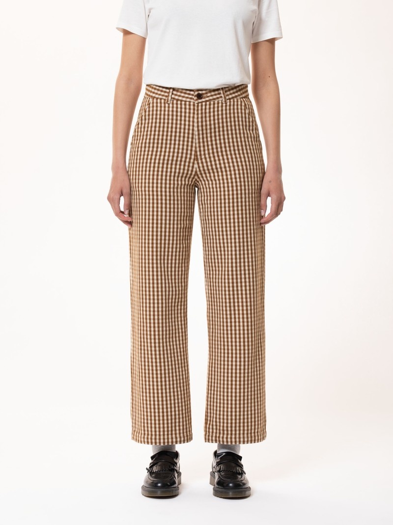 Nudie Jeans Willa Gingham Oak Byxor Dam Bruna | 01EHNXBIU