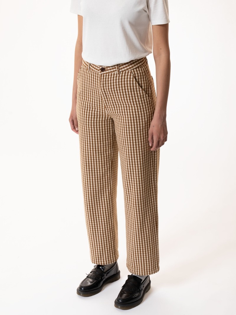 Nudie Jeans Willa Gingham Oak Byxor Dam Bruna | 01EHNXBIU